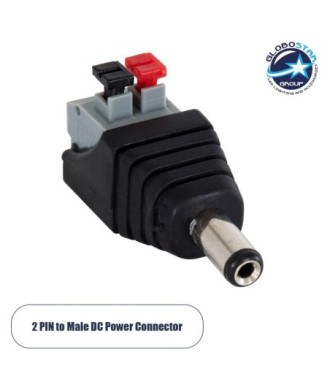 GloboStar® 70677 Βύσμα Τροφοδοσίας DC Αρσενικό - Male Jack Connector σε Κλέμα Πατητή Ταχείας Σύνδεσης L4.1 x W1.5 x H2cm